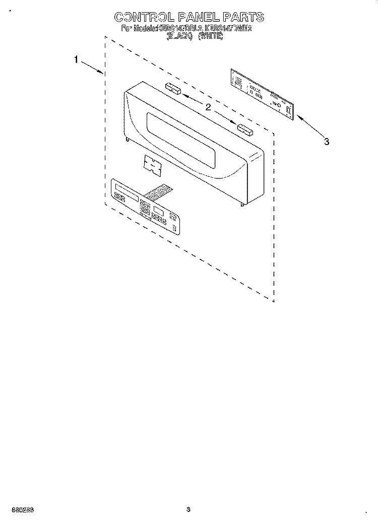 CONTROL PANEL, LITERATURE Diagram and Parts List for KEBS147DWH2  KitchenAid Wall Oven