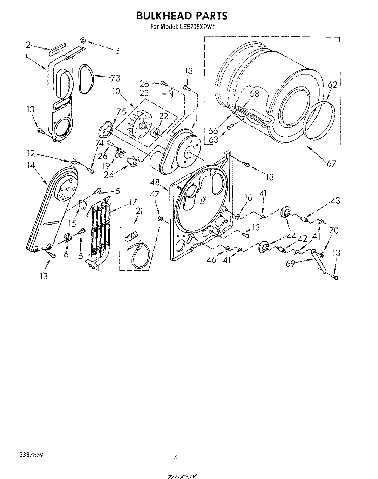 SECTION Diagram and Parts List for LE5705XPW1  Whirlpool Dryer