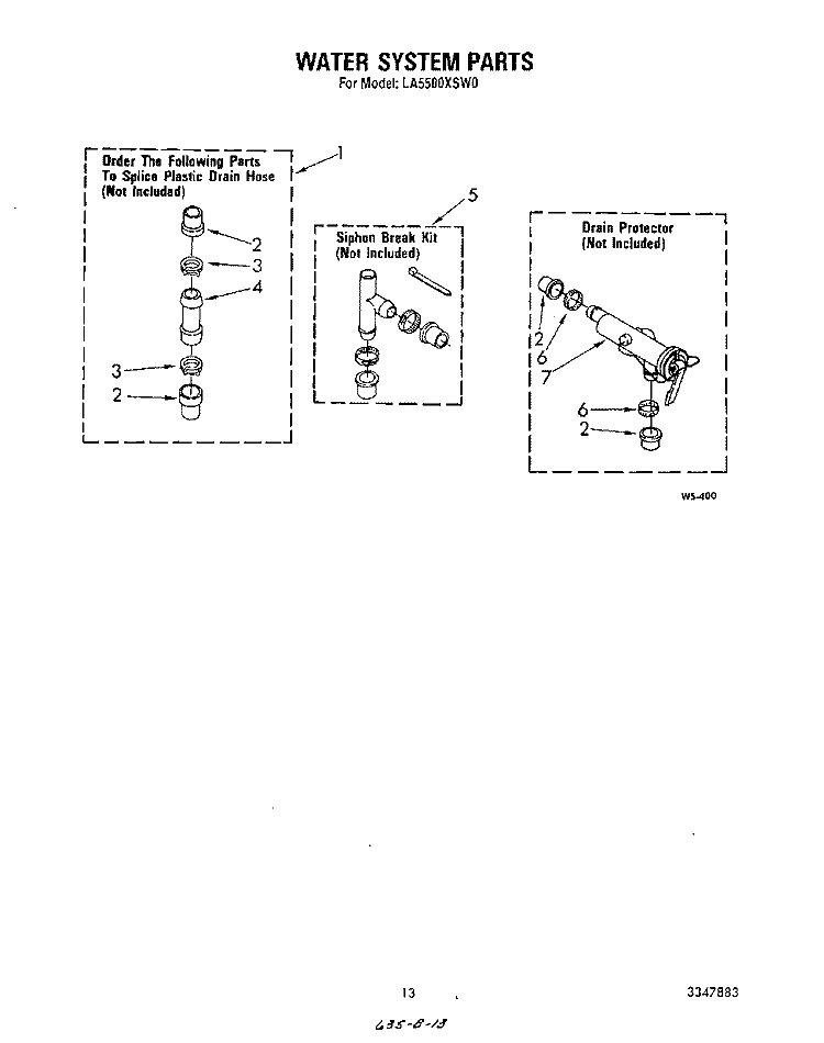 WATER SYSTEM Diagram and Parts List for LA5500XSW0  Whirlpool Washer