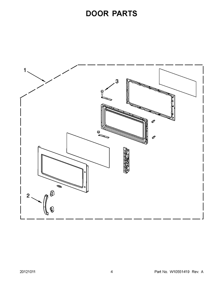 DOOR PARTS Diagram and Parts List for GMH3204XVQ3  Whirlpool Microwave