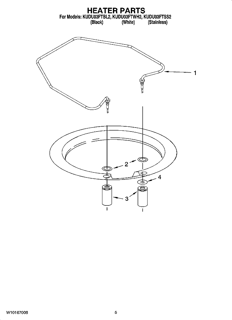 HEATER PARTS Diagram and Parts List for KUDU03FTBL2  KitchenAid Dishwasher