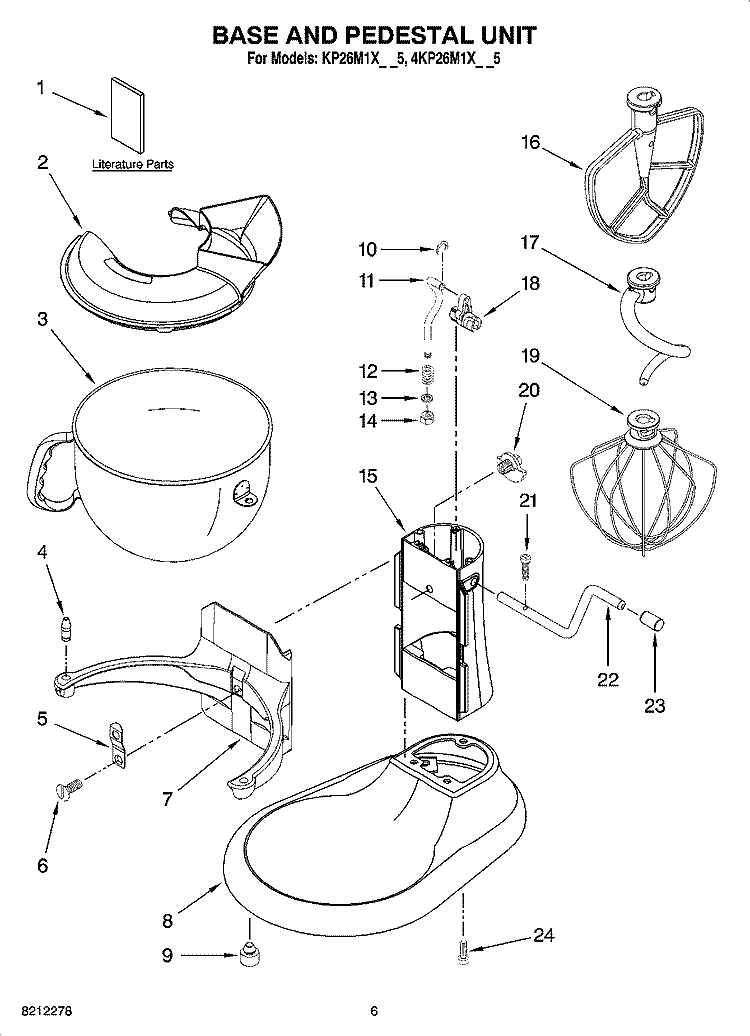 BASE AND PEDESTAL UNIT Diagram and Parts List for 4KP26M1XBS5  KitchenAid Mixer