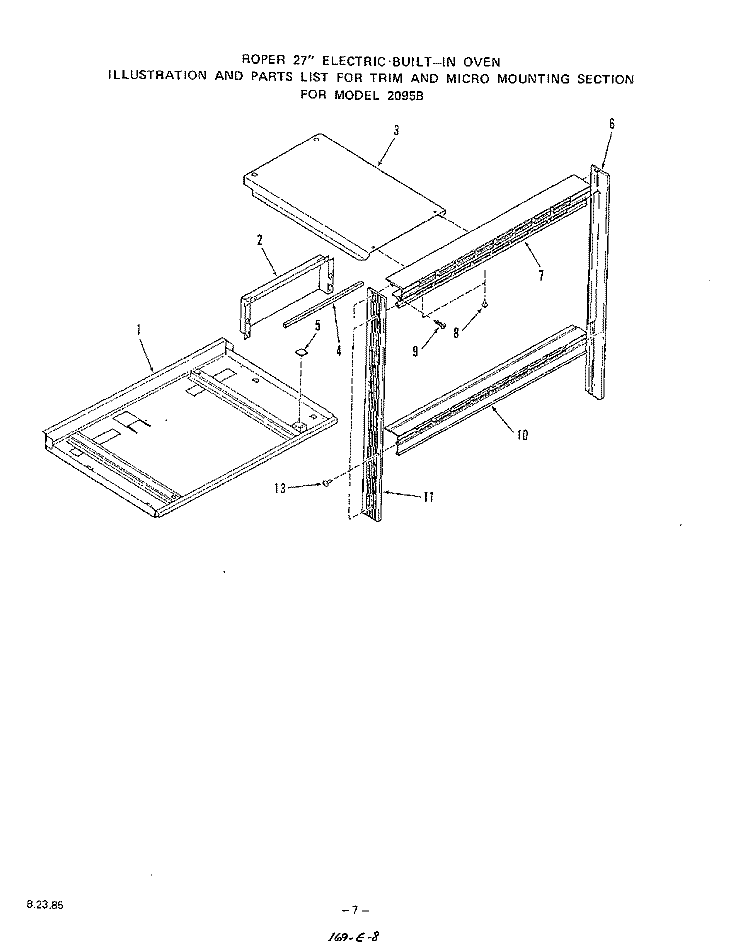 TRIM AND MICRO MOUNTING Diagram and Parts List for 2095B0A  Roper Range