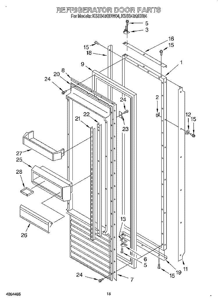 REFRIGERATOR DOOR Diagram and Parts List for KSSS42QDW04  KitchenAid Refrigerator