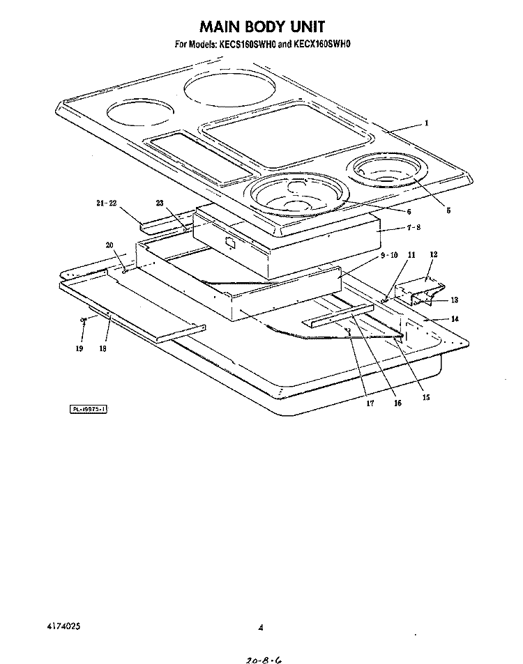 SECTION Diagram and Parts List for KECX160SWH0  KitchenAid Cooktop