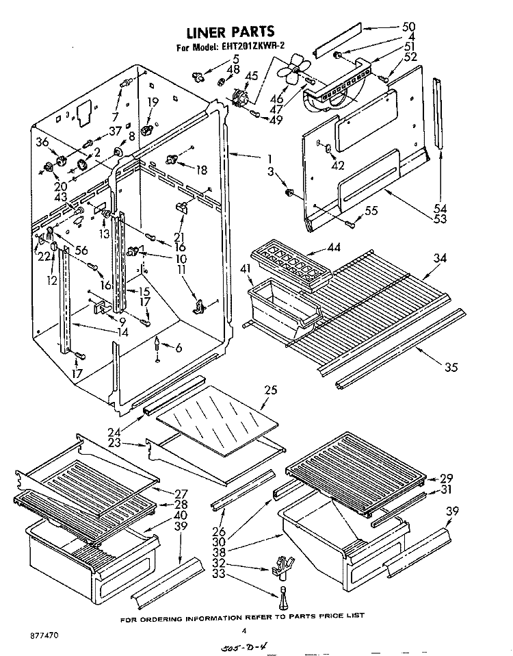 LINER Diagram and Parts List for EHT201ZKWR2  Whirlpool Refrigerator