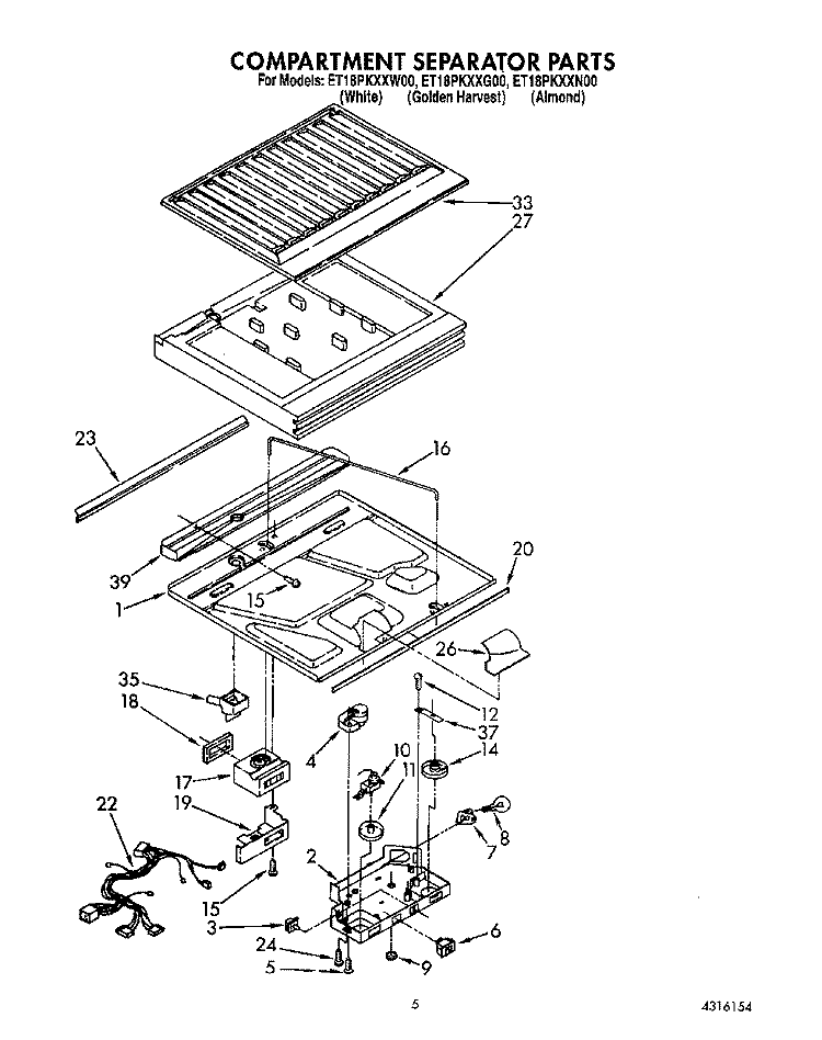 COMPARTMENT SEPARATOR Diagram and Parts List for ET18PKXXG00  Whirlpool Refrigerator
