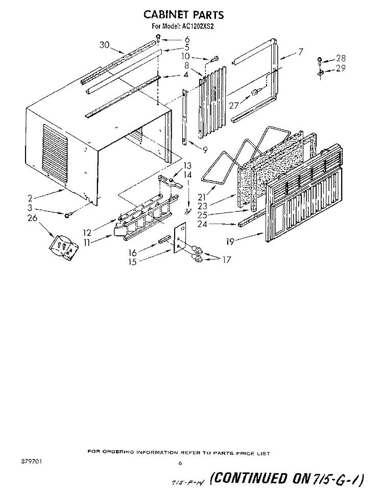 CABINET Diagram and Parts List for AC1202XS2  Whirlpool Air Conditioner