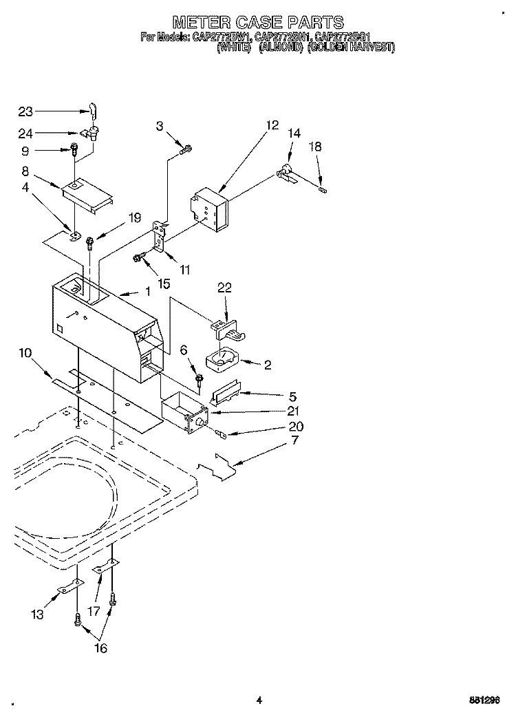 METER CASE Diagram and Parts List for CAP2772BN1  Whirlpool Washer