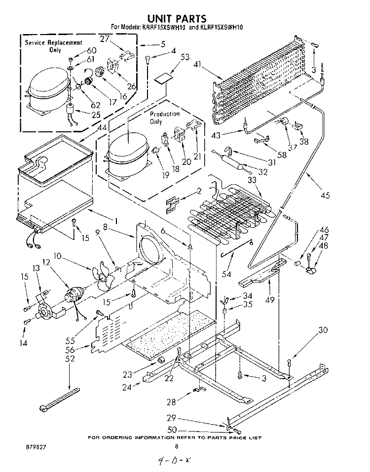 UNIT Diagram and Parts List for KLRF15XSWH10  KitchenAid Refrigerator