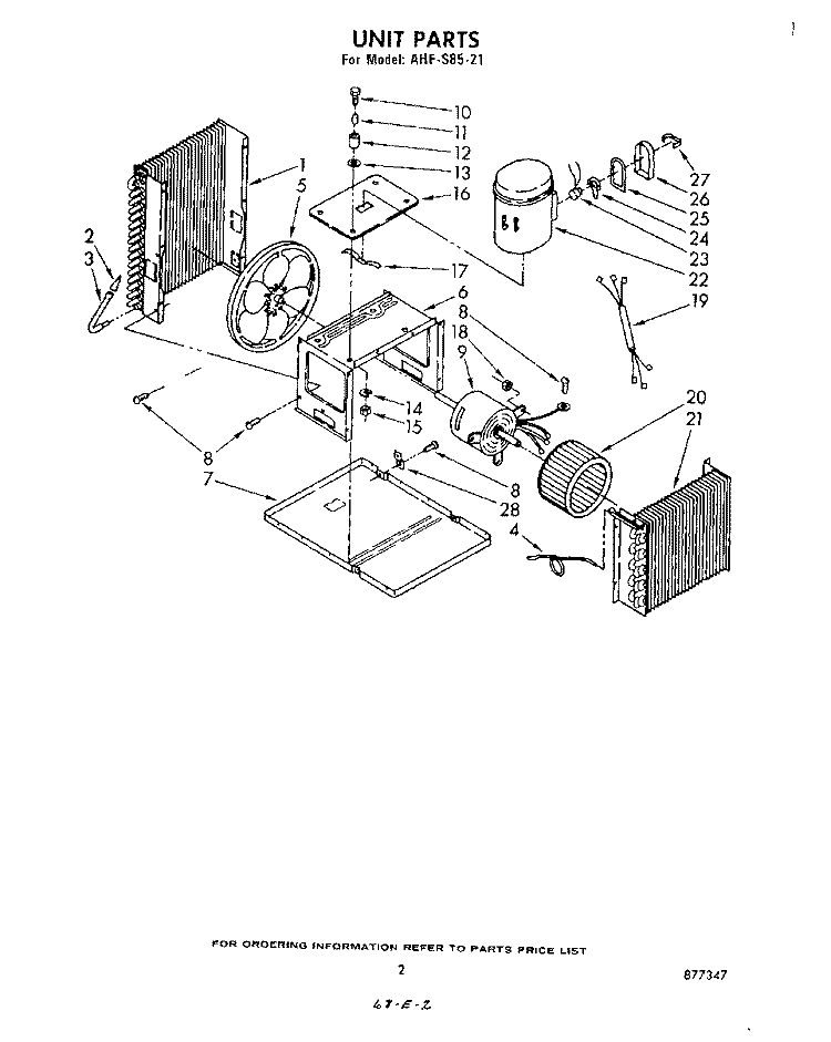 SECTION Diagram and Parts List for AHFS8521  Whirlpool Air Conditioner