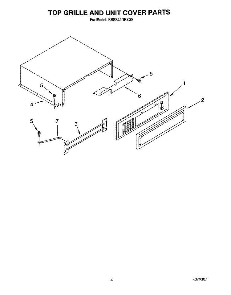 TOP GRILLE AND UNIT COVER Diagram and Parts List for KSSS42DBX00  KitchenAid Refrigerator