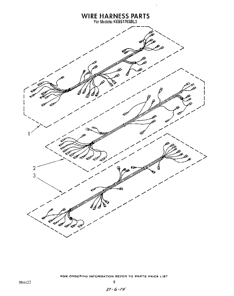 WIRE HARNESS Diagram and Parts List for KEBS176SBL3  KitchenAid Wall Oven