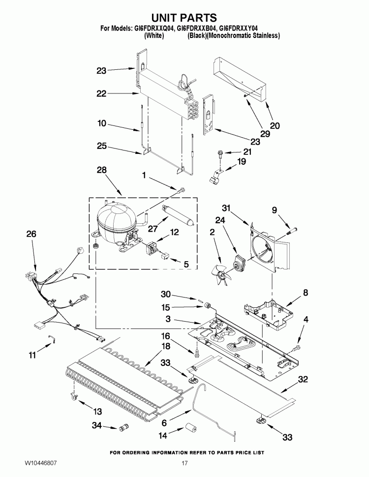 UNIT PARTS Diagram and Parts List for GI6FDRXXB04  Whirlpool Refrigerator