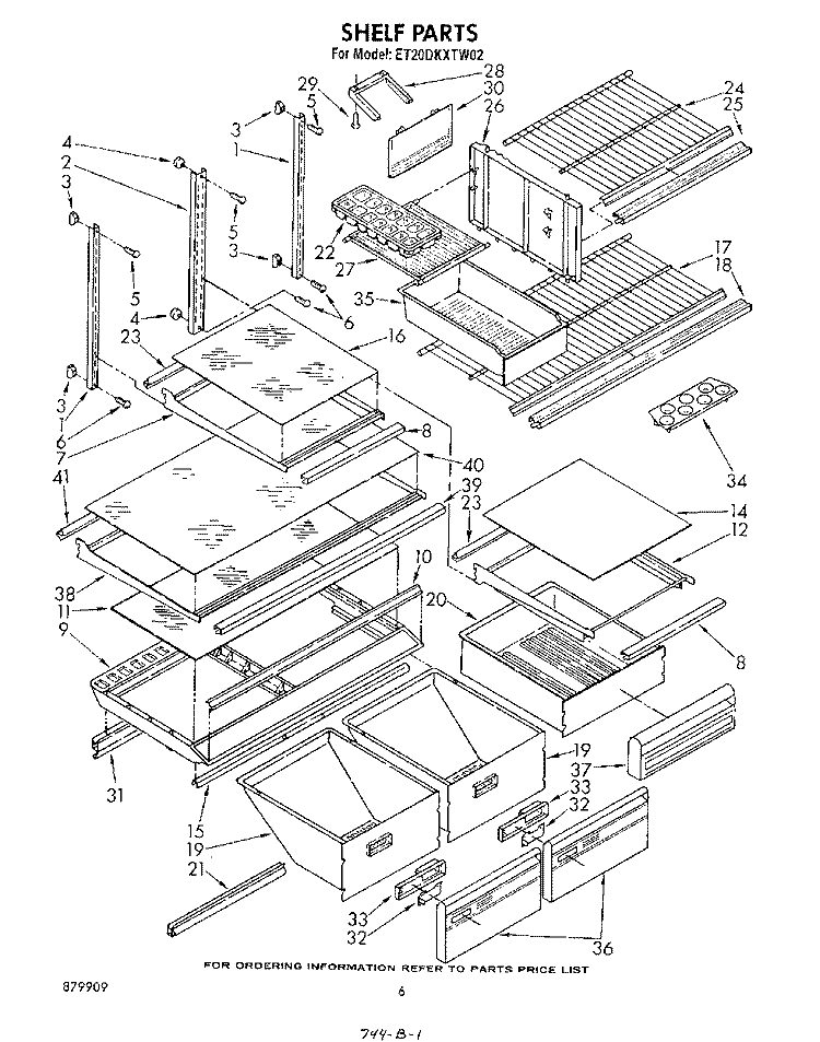 SHELF , LIT/OPTIONAL Diagram and Parts List for ET20DKXTF02  Whirlpool Refrigerator