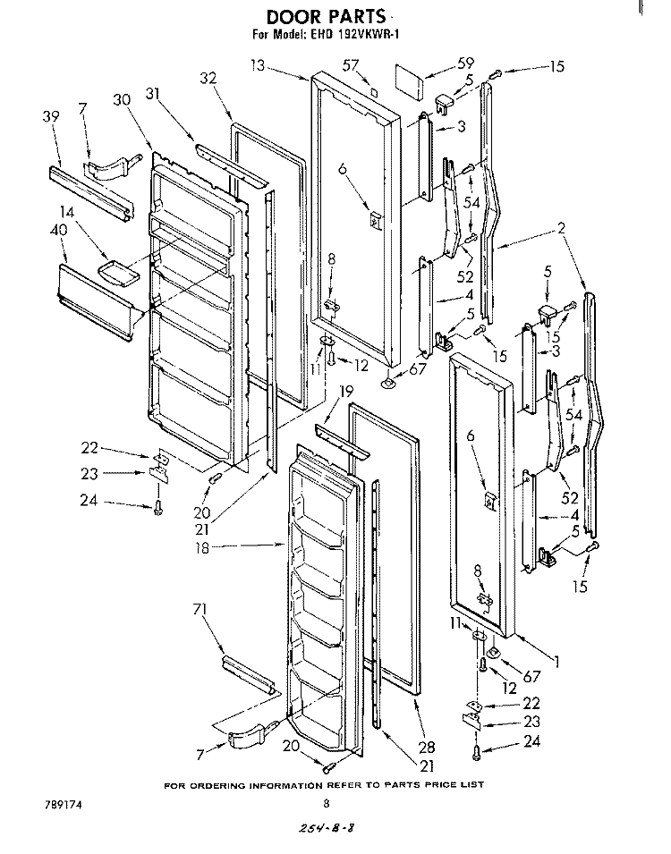 DOOR Diagram and Parts List for EHD192VKWR1  Whirlpool Refrigerator