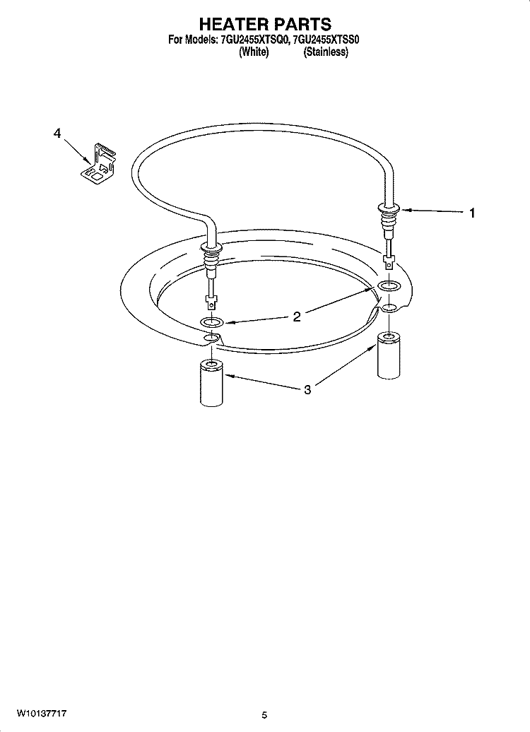 HEATER PARTS Diagram and Parts List for 7GU2455XTSQ0  Whirlpool Dishwasher