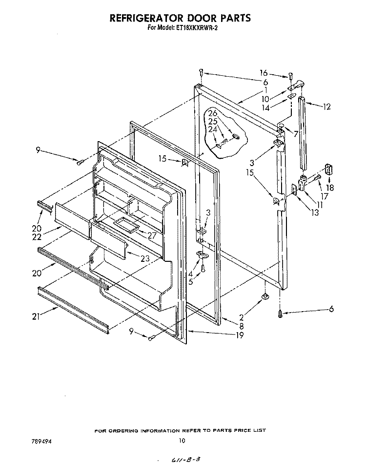 REFRIGERATOR DOOR , NOT ILLUSTRATED Diagram and Parts List for ET18XKXRWR2  Whirlpool Refrigerator