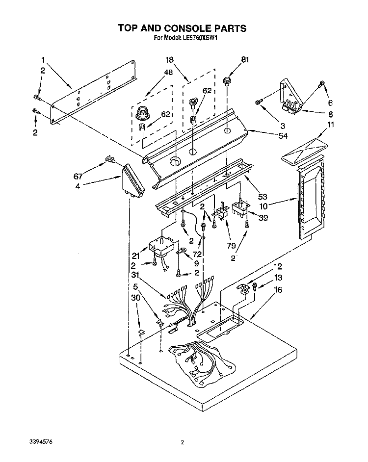 SECTION Diagram and Parts List for LE5760XSN1  Whirlpool Dryer