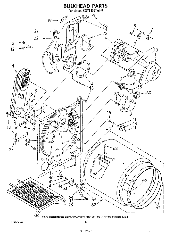 BULKHEAD Diagram and Parts List for KGYE900THT0  KitchenAid Dryer