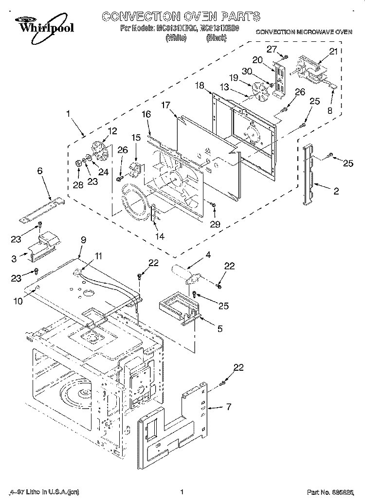 CONVECTION OVEN Diagram and Parts List for MC8131XEB0  Whirlpool Wall Oven