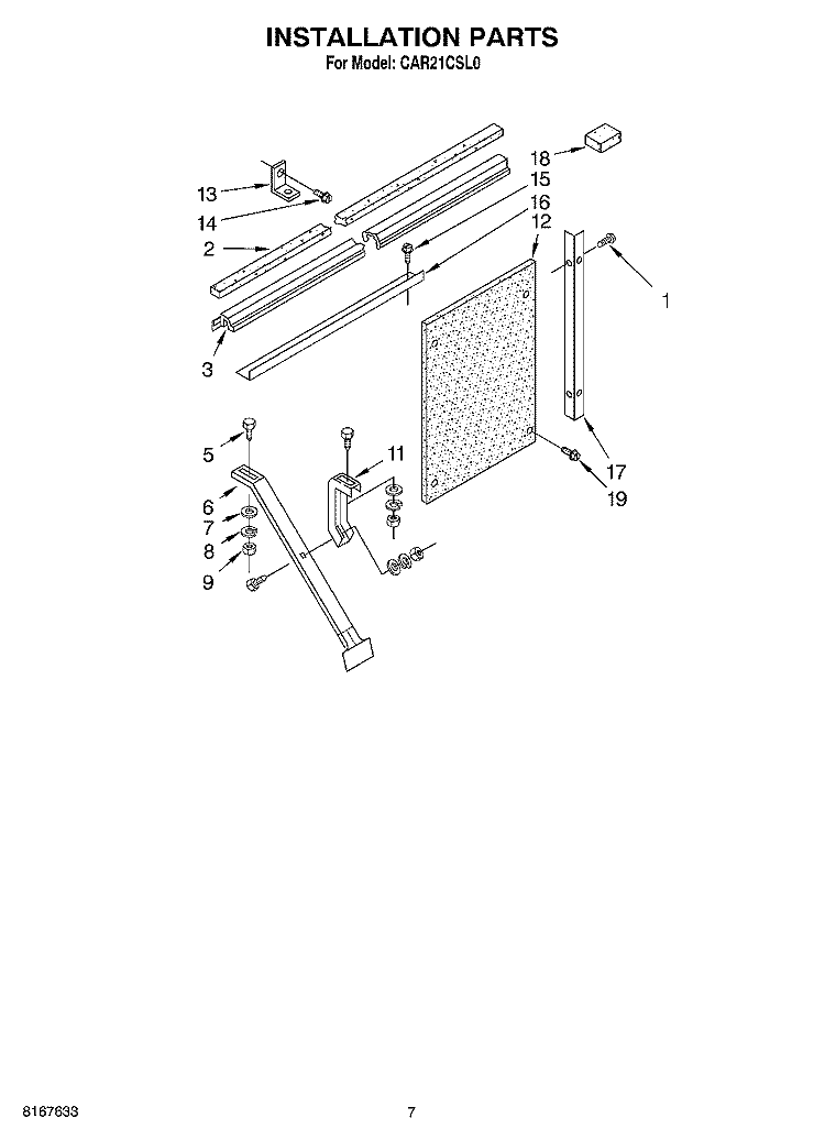 INSTALLATION Diagram and Parts List for CAR21CSL0  Crosley Air Conditioner