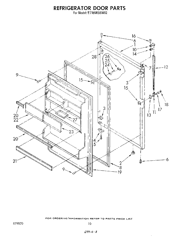 REFRIGERATOR DOOR , NOT ILLUSTRATED Diagram and Parts List for ET18VKXSW02  Whirlpool Refrigerator