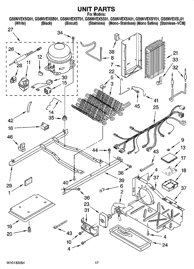 UNIT PARTS Diagram and Parts List for GS6NVEXSB01  Whirlpool Refrigerator
