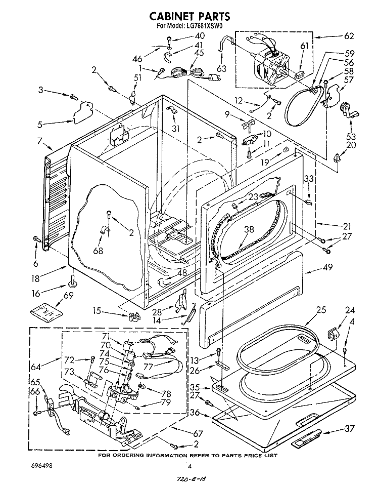 CABINET Diagram and Parts List for LG7681XSW0  Whirlpool Dryer