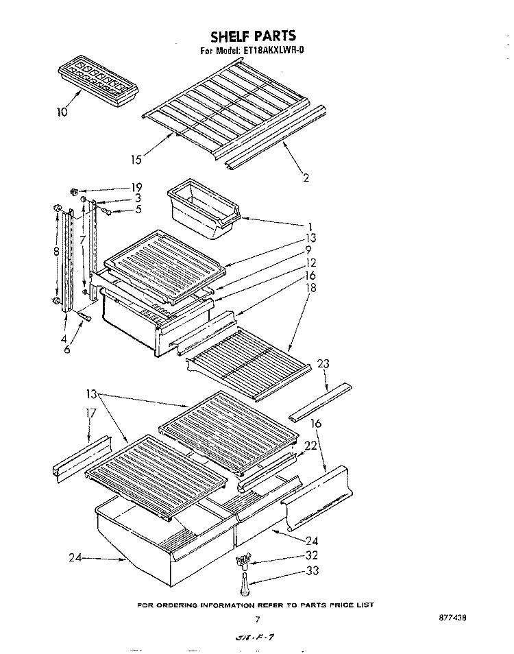 SHELF Diagram and Parts List for ET18AKXLWR0  Whirlpool Refrigerator