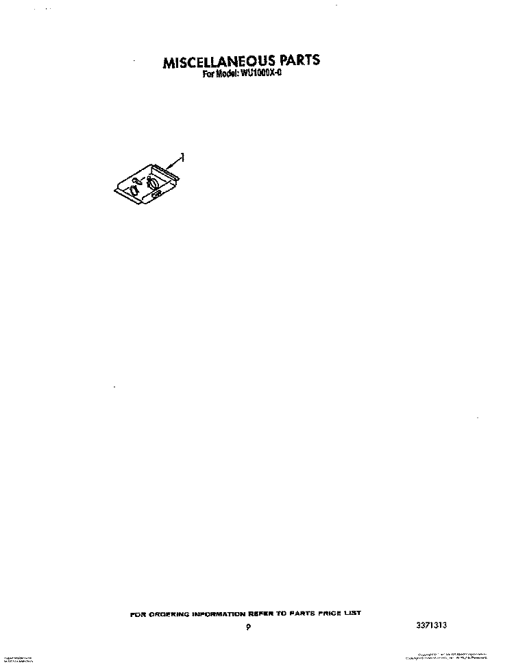 MISCELLANEOUS, LIT/OPTIONAL Diagram and Parts List for WU1000X0  Roper Dishwasher