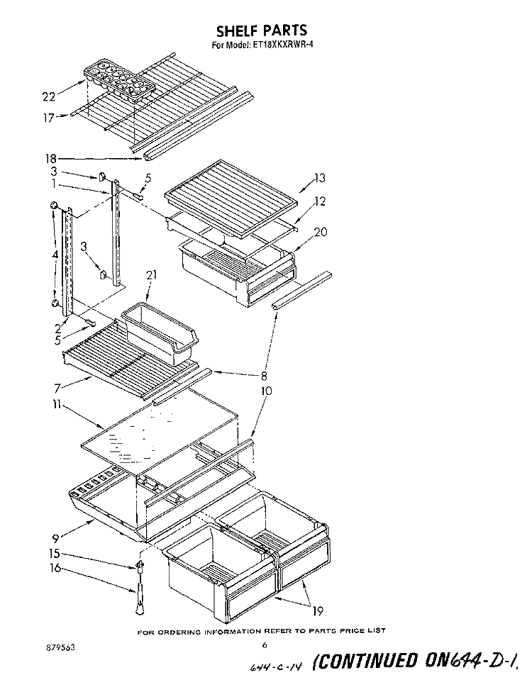 SHELF Diagram and Parts List for ET18XKXRWR4  Whirlpool Refrigerator