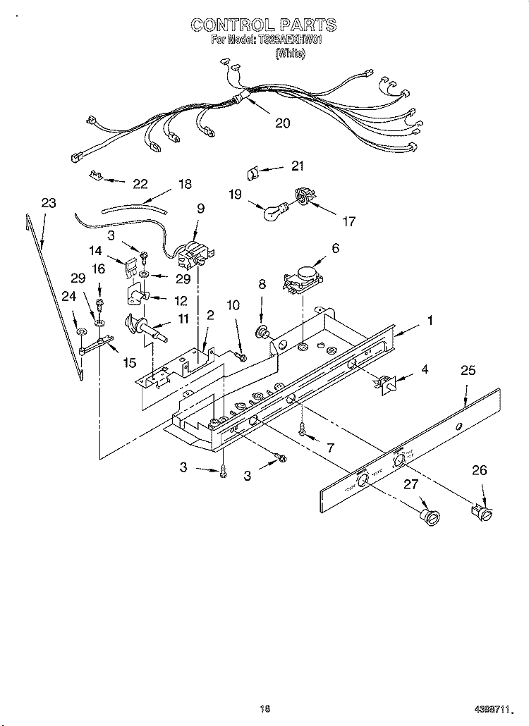 CONTROL Diagram and Parts List for TS25AEXHW01  Estate Refrigerator