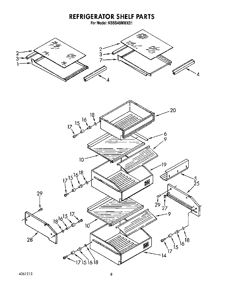 REFRIGERATOR SHELF Diagram and Parts List for KSSS48MWX01  KitchenAid Refrigerator