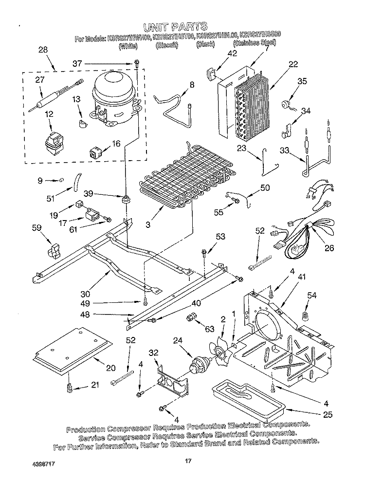 UNIT Diagram and Parts List for KSRS27IHBL00  KitchenAid Refrigerator