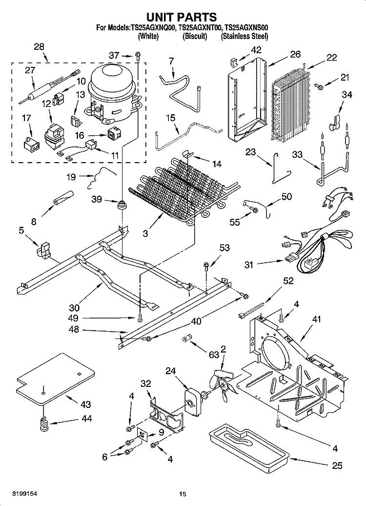 UNIT PARTS Diagram and Parts List for TS25AGXNS00  Estate Refrigerator