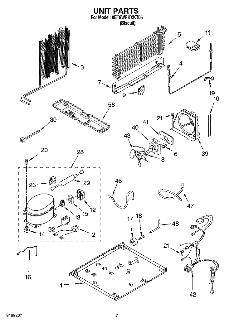 UNIT PARTS Diagram and Parts List for 8ET8WPKXKT05  Whirlpool Refrigerator