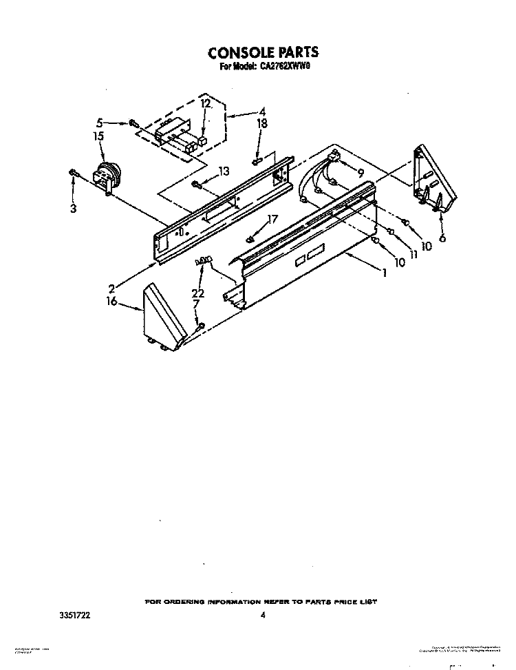 CONSOLE Diagram and Parts List for CA2762XWG0  Whirlpool Washer