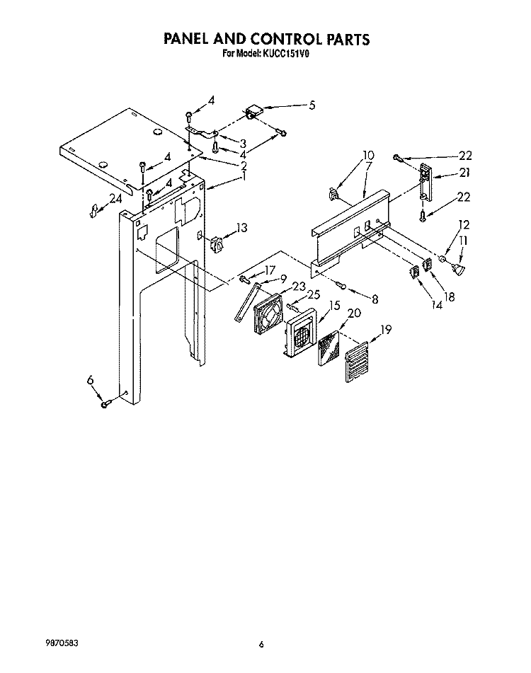 PANEL AND CONTROL Diagram and Parts List for KUCC151V0  KitchenAid Trash Compactor