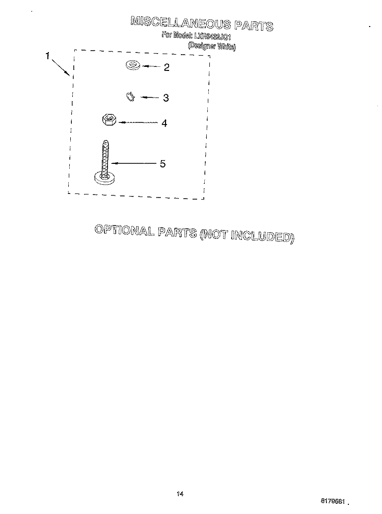 MISCELLANEOUS, OPTIONAL Diagram and Parts List for LXR6432JQ1  Whirlpool Washer