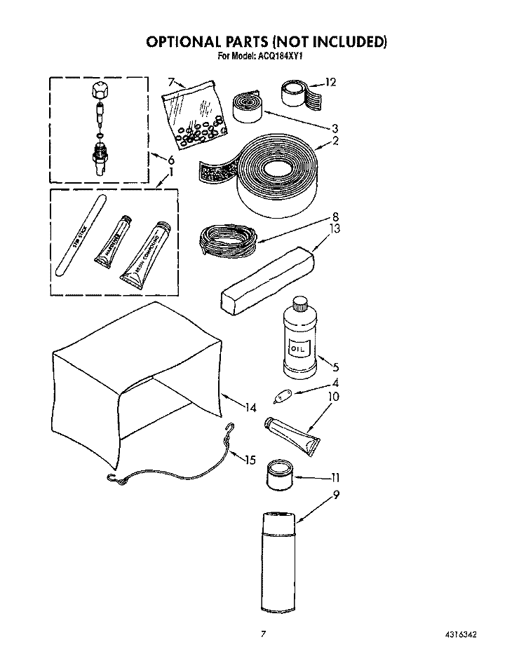 OPTIONAL Diagram and Parts List for ACQ184XY1  Whirlpool Air Conditioner