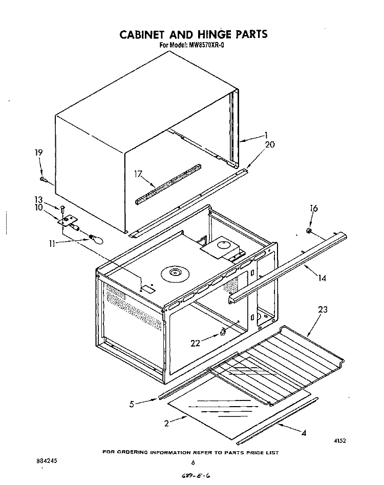 CABINET AND HINGE Diagram and Parts List for MW8570XR0  Whirlpool Microwave
