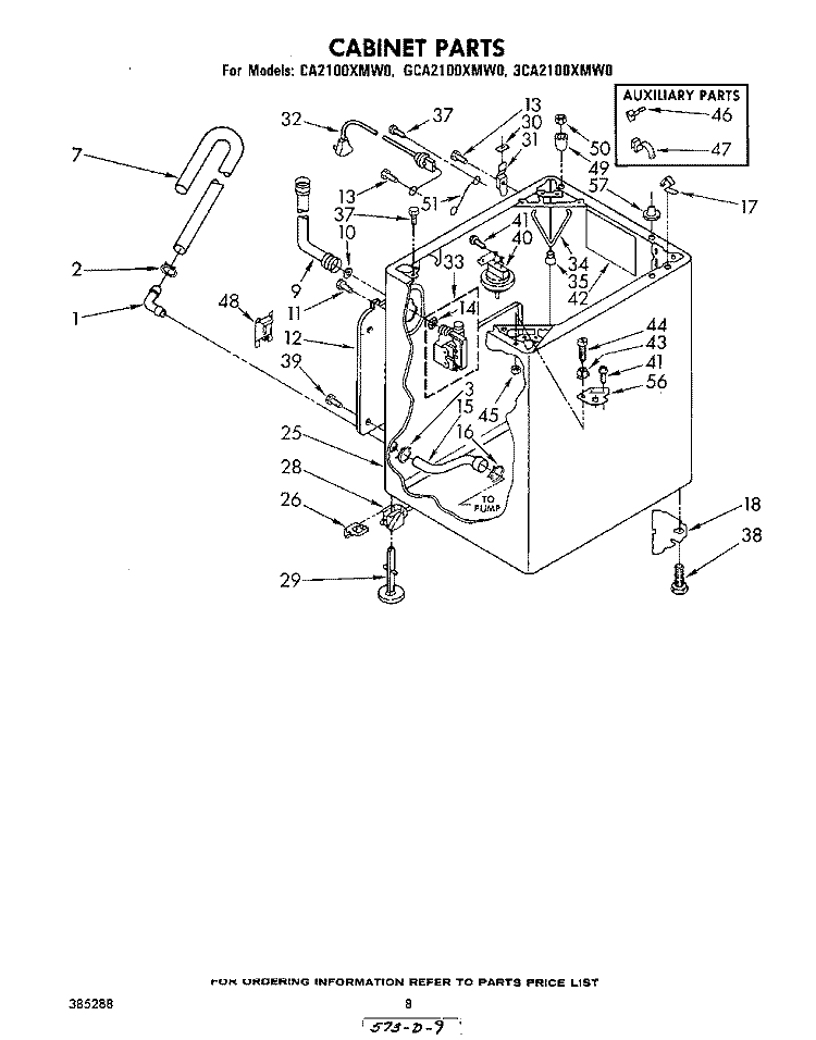 CABINET Diagram and Parts List for 3CA2100XMW0  Whirlpool Washer