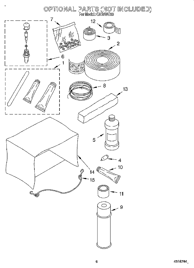 OPTIONAL Diagram and Parts List for CA18WC53  Crosley Air Conditioner