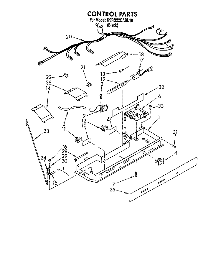 CONTROL Diagram and Parts List for KSRB22QABL10  KitchenAid Refrigerator