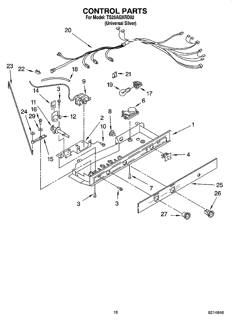 CONTROL PARTS Diagram and Parts List for TS25AGXRD02  Estate Refrigerator