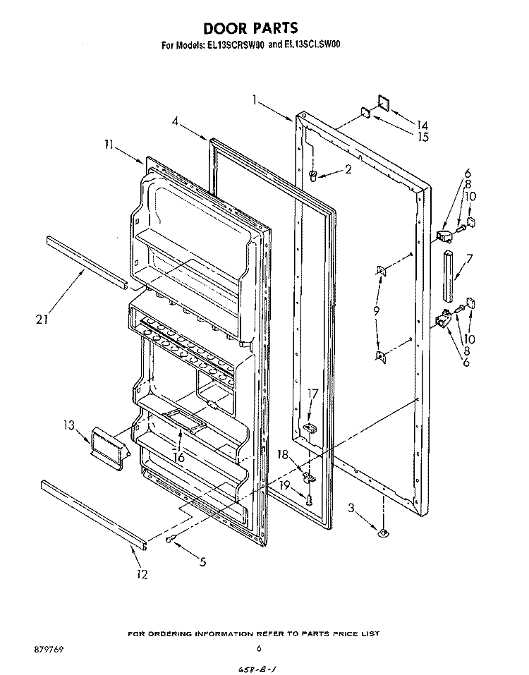 DOOR Diagram and Parts List for EL13SCRSW00  Whirlpool Refrigerator