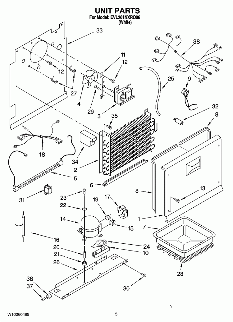 UNIT PARTS Diagram and Parts List for EVL201NXRQ06  Whirlpool Freezer
