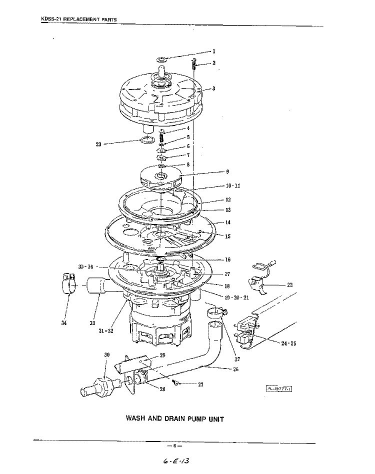 WASH AND DRAIN PUMP Diagram and Parts List for KDSS21  KitchenAid Dishwasher