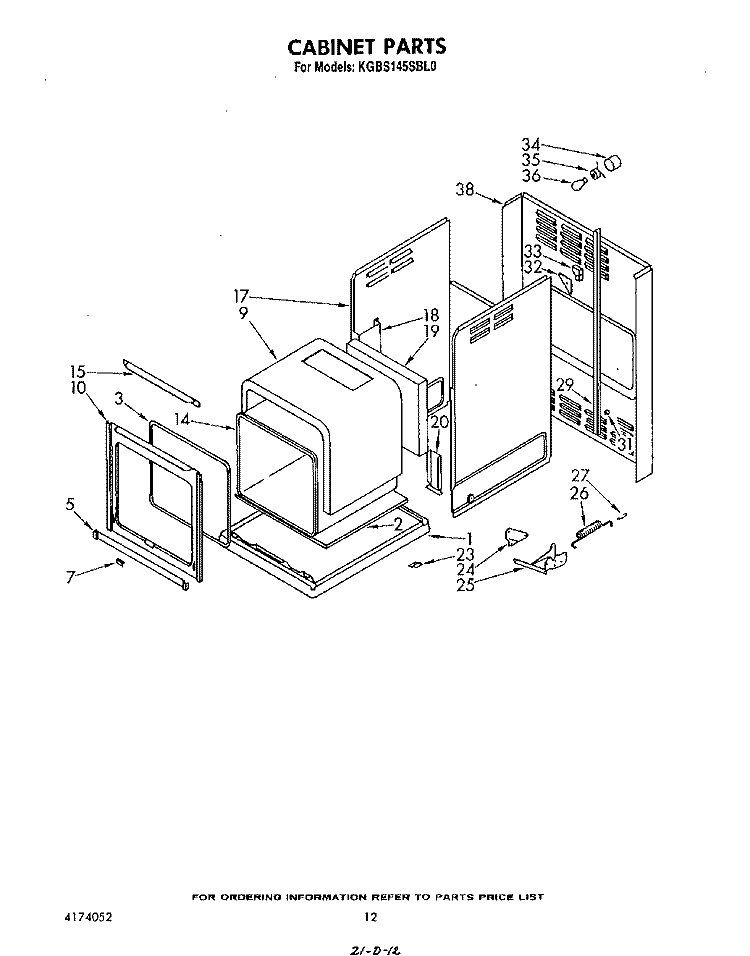 CABINET, LIT/OPTIONAL Diagram and Parts List for KGBS145SBL0  KitchenAid Wall Oven